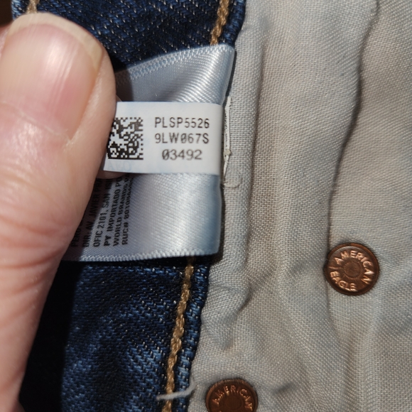 American Eagle Super High Rise Ankle Straight Dark Wash Size 00 Short Stretchy - Picture 14 of 14